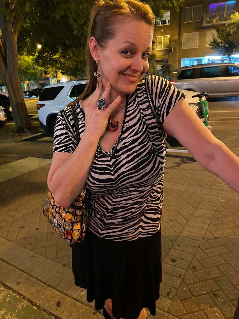 jamie kristen white bengal tiger striped blouse